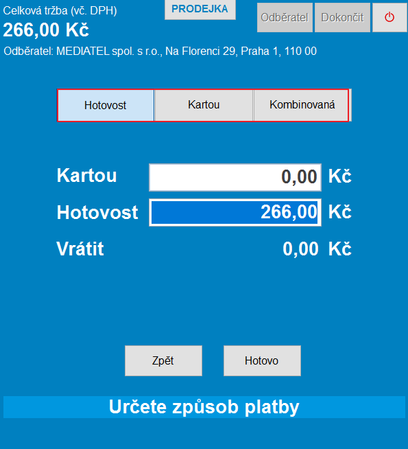 Možnost kombinovaných plateb